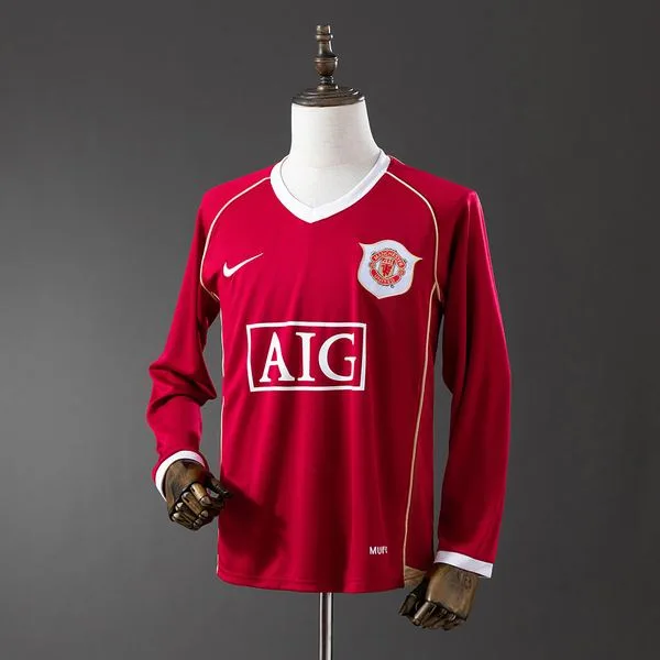 Camiseta de fútbol Manchester United 2006/07 LOCAL MANGA LARGA VERSION FAN